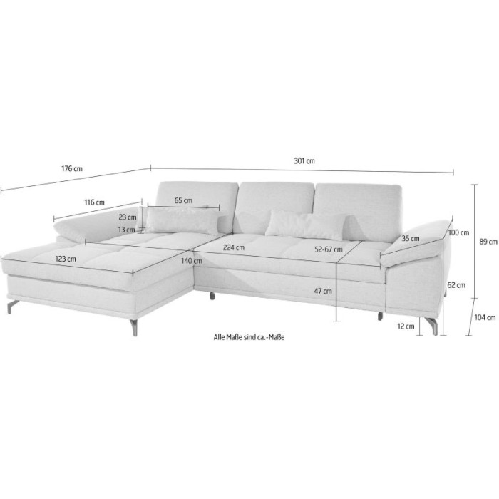 COSTELLO Ecksofa-Garnitur natur - linke Seite