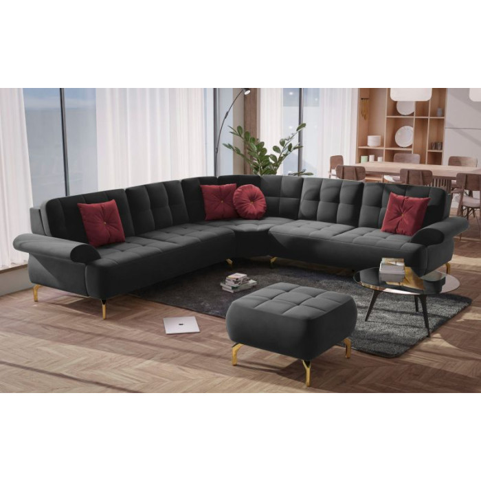 ORIENT Ecksofa-Set Samt schwarz - linke Seite