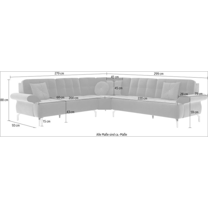 ORIENT Ecksofa-Set Samt schwarz - linke Seite