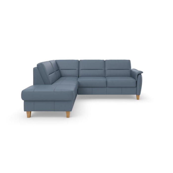 PALMERA Leder-Ecksofa-Set blau - linke Seite