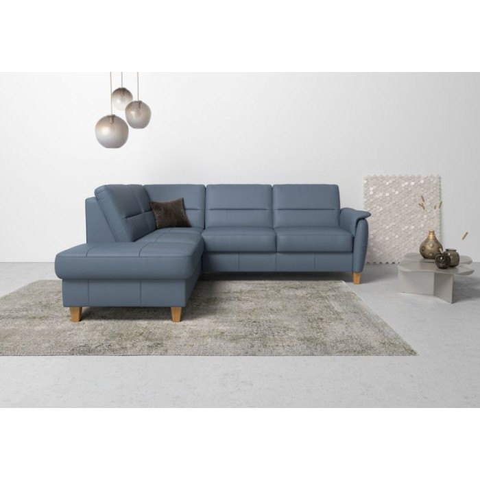 PALMERA Leder-Ecksofa-Set blau - linke Seite