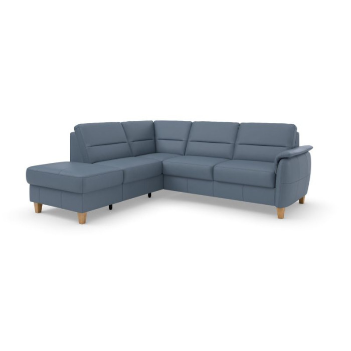 PALMERA Leder-Ecksofa-Set blau - linke Seite