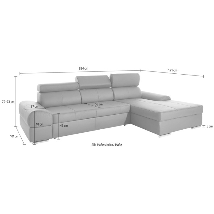 BROADWAY klappbares Ecksofa-Set – rechte Seite