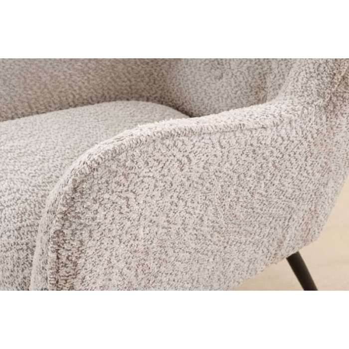 Sessel mit Flügeln AMSTERDAM bouclé grau-beige