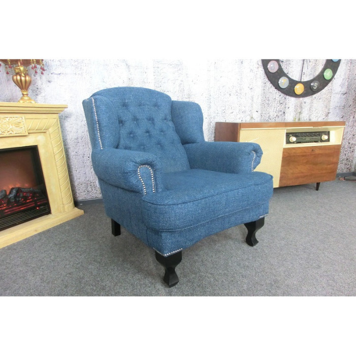 BAROCK Sessel mit Ohren blau