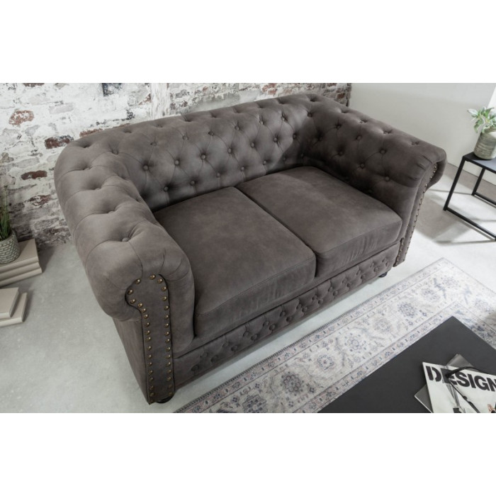 INGLESE Chesterfield 2sed vintage šedá/taupe