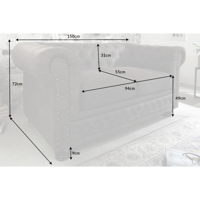 INGLESE Chesterfield 2sed vintage šedá/taupe