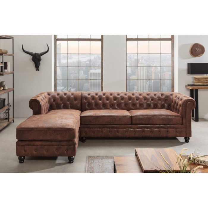 INGLESE Chesterfield Sofa antik braun linke Ecke