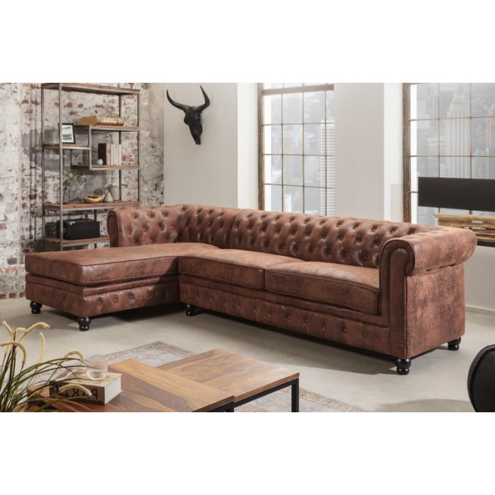 INGLESE Chesterfield Sofa antik braun linke Ecke