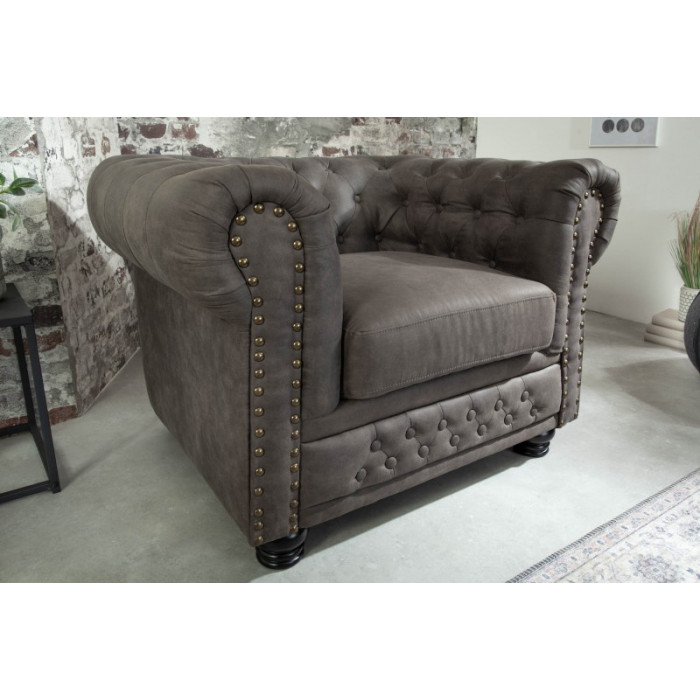 INGLESE Chesterfield-Sessel grau/taupe