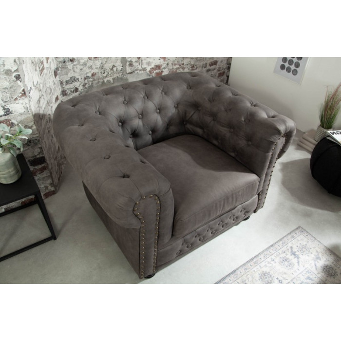 INGLESE Chesterfield-Sessel grau/taupe