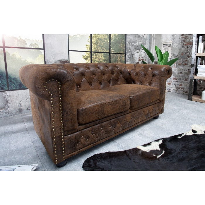 INGLESE Chesterfield Doppelsofa antik braun