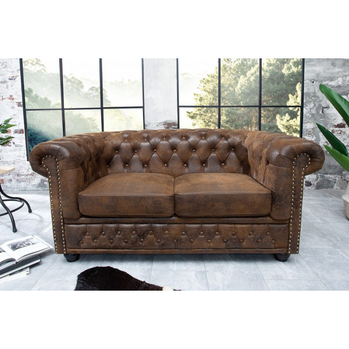 INGLESE Chesterfield Doppelsofa antik braun