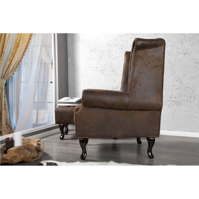 INGLESE Chesterfield Ohrensessel Antique Brown