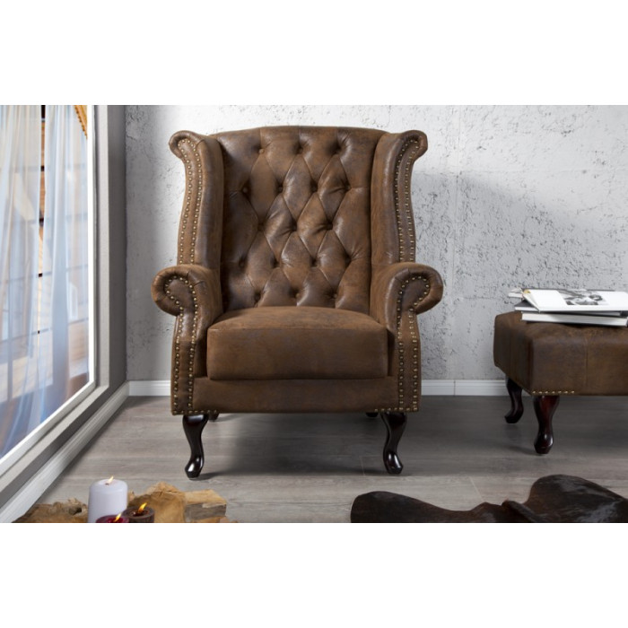 INGLESE Chesterfield Ohrensessel Antique Brown