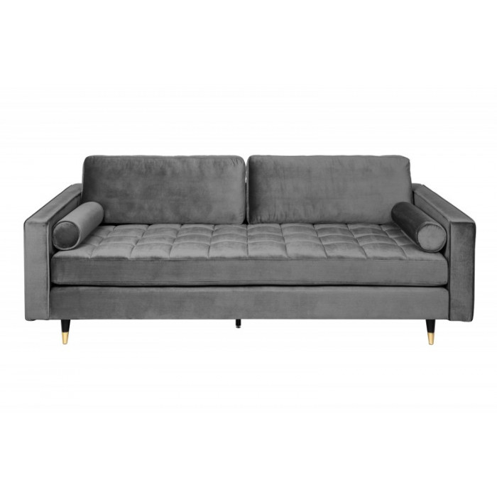 COZY VELVET modernes Sofa grau Samt 225cm