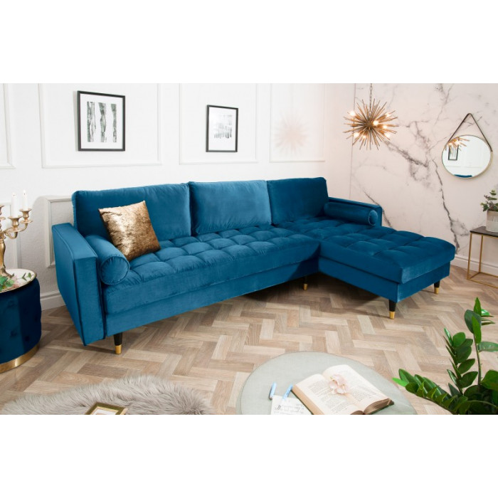 COZY VELVET modernes Sofa, blauer Samt 260 cm