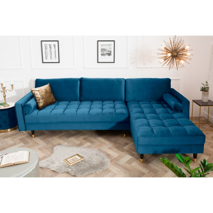 COZY VELVET modernes Sofa, blauer Samt 260 cm