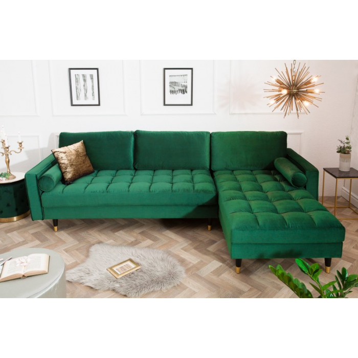 COZY VELVET modernes Sofa, grüner Samt 260 cm