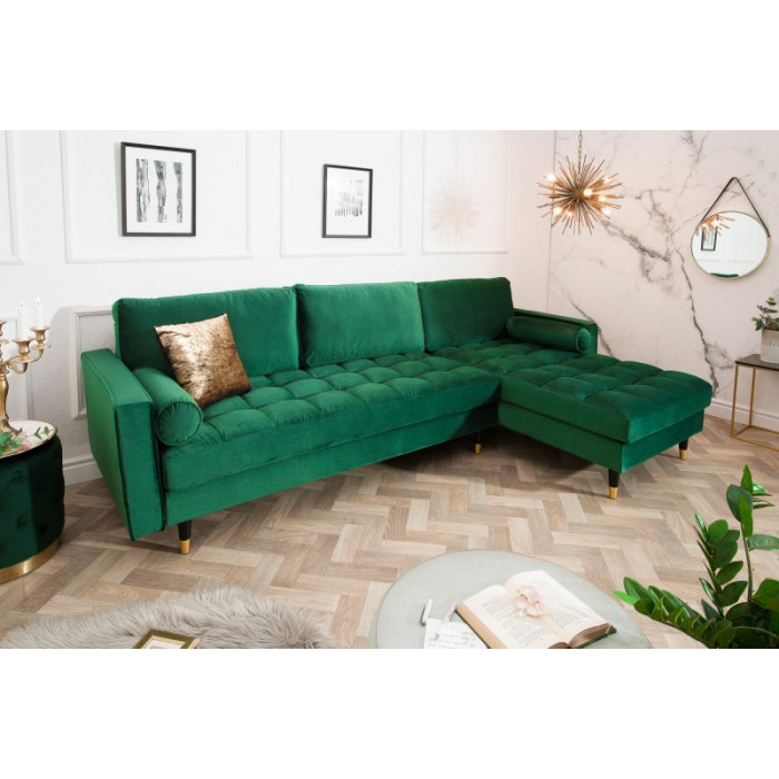 COZY VELVET modernes Sofa, grüner Samt 260 cm