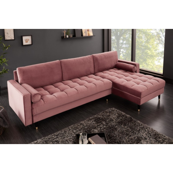 COZY VELVET moderní pohovka, starorůžový samet 260 cm