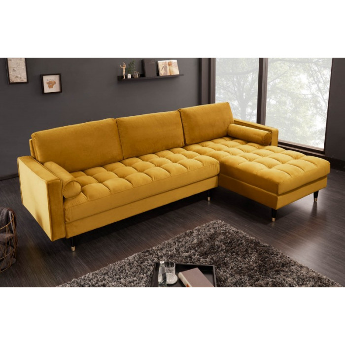 COZY VELVET modernes Sofa, senfgelber Samt 260 cm