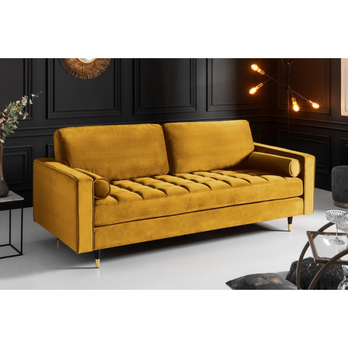 COZY VELVET moderní pohovka hořčicově žlutý samet 220cm