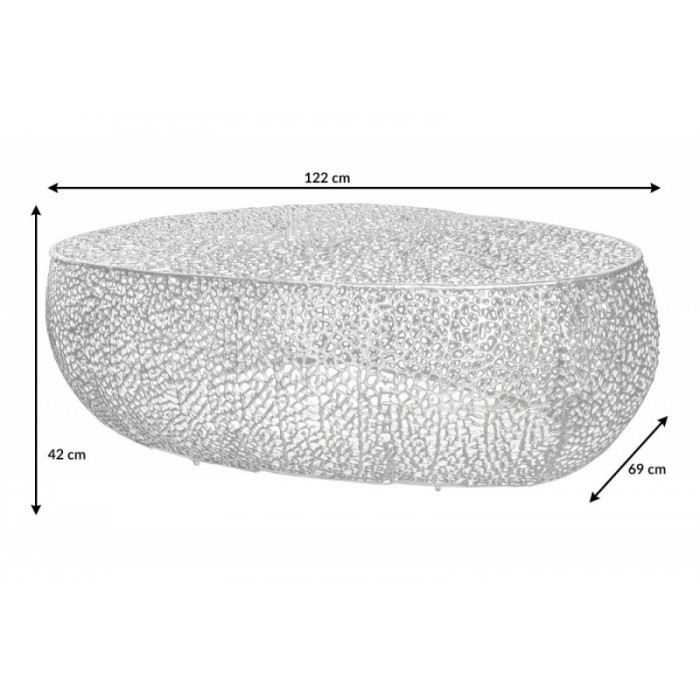 LEAF Design Couchtisch silber 122cm