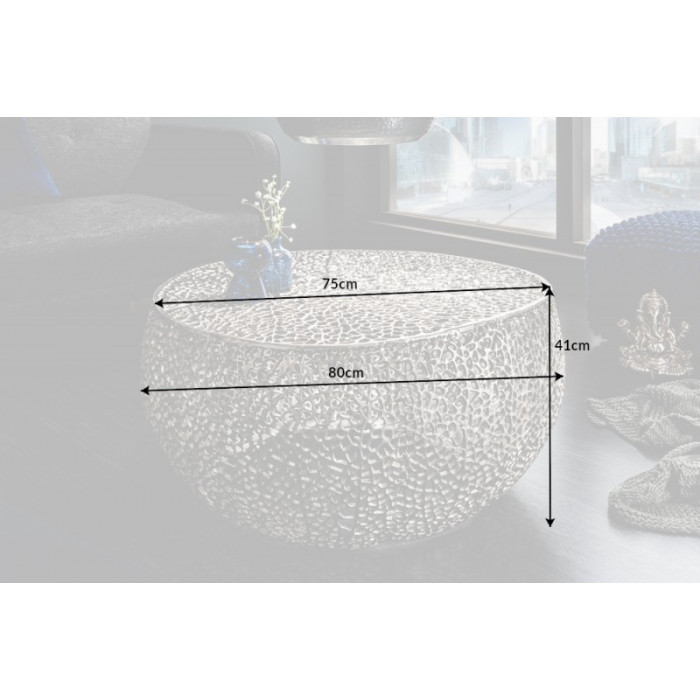 LEAF Design Couchtisch silber 80cm