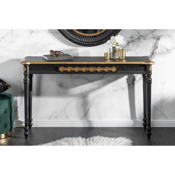 VENICE Luxus-Konsolentisch schwarz-gold 125cm