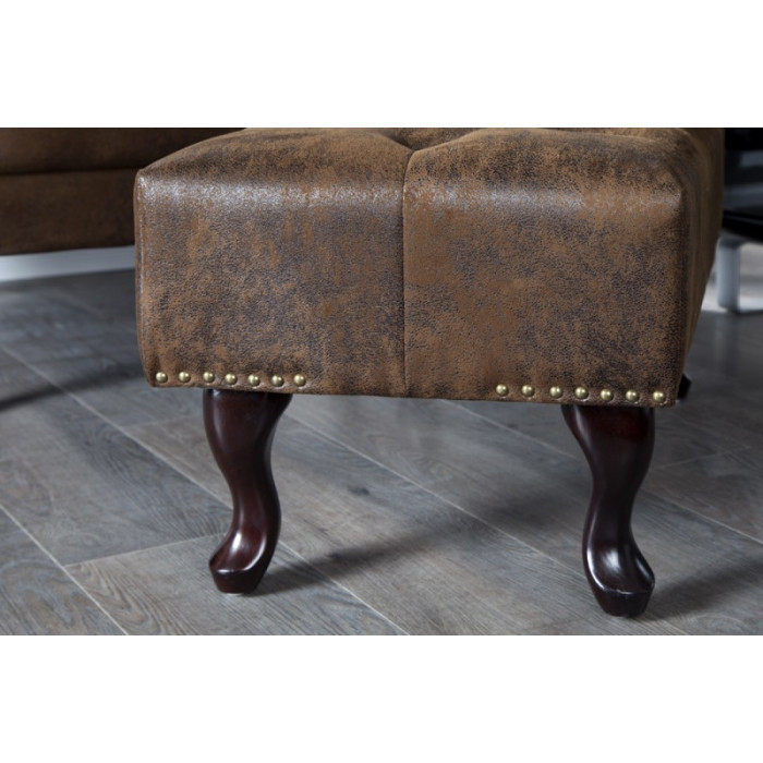 Englischer Chesterfield-Hocker antikbraun