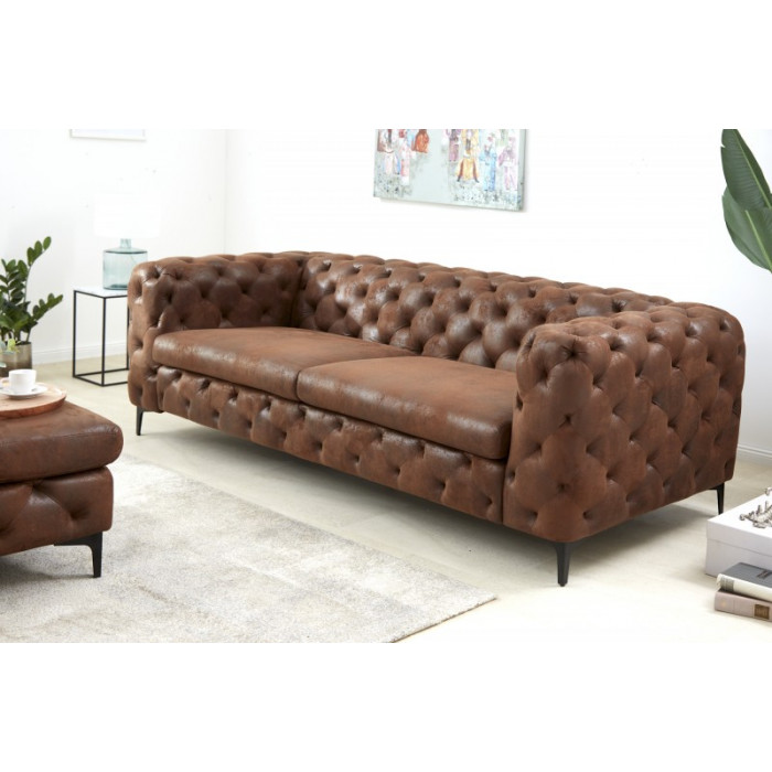 MODERN BAROCK Chesterfield pohovka antik hnědá, 240 cm