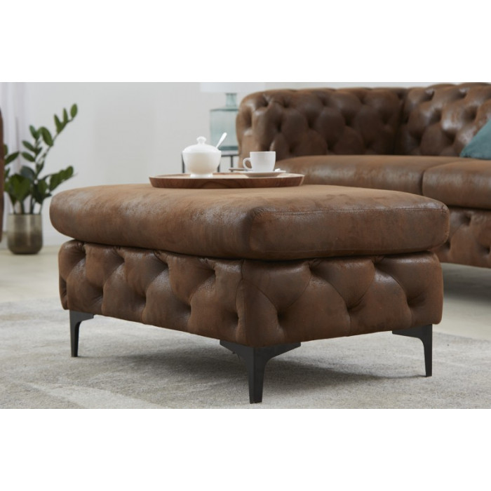 MODERN BAROCK Chesterfield taburet antik hnědá