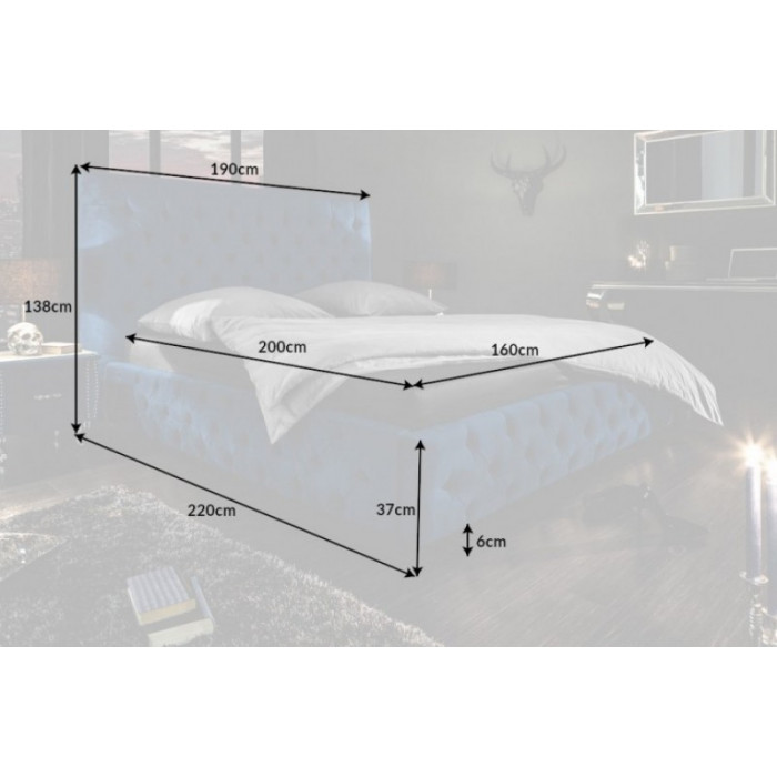 PARIS luxusní postel 160x200cm modrý samet