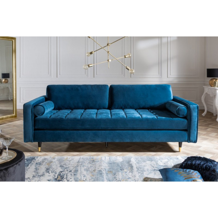 COZY VELVET modernes Sofa 225 cm Samt aqua blau