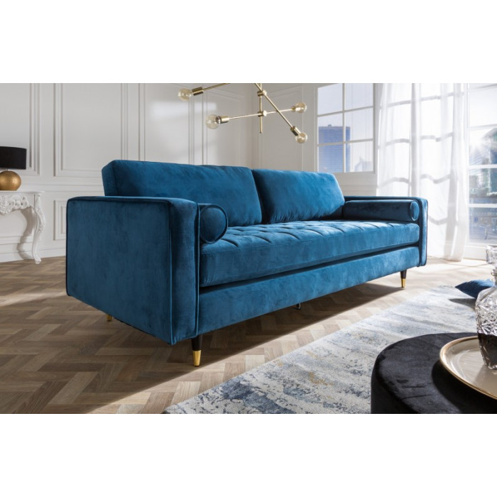 COZY VELVET modernes Sofa 225 cm Samt aqua blau