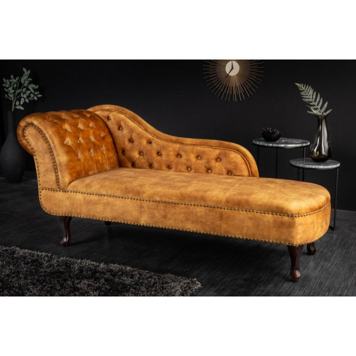 CROWLE Chesterfield Lounge Sessel Samt senfgelb