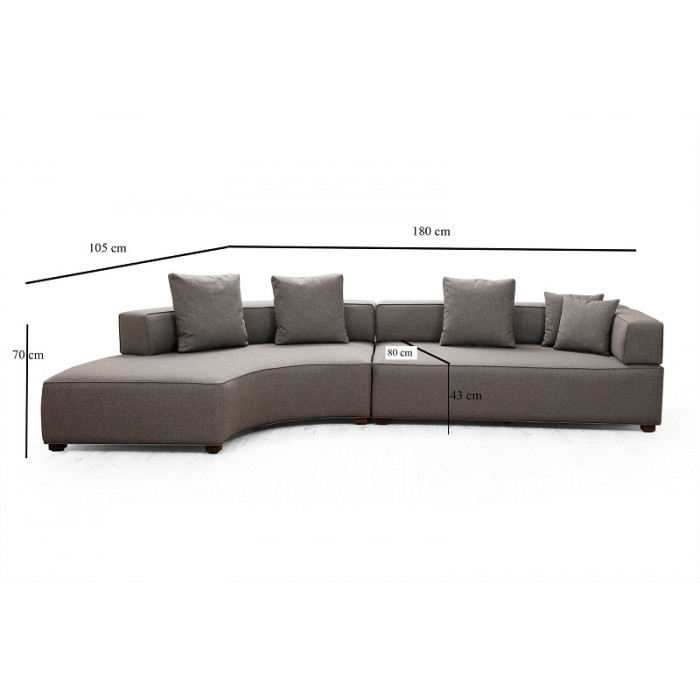 GONDOL Ecksofa-Garnitur grau - links