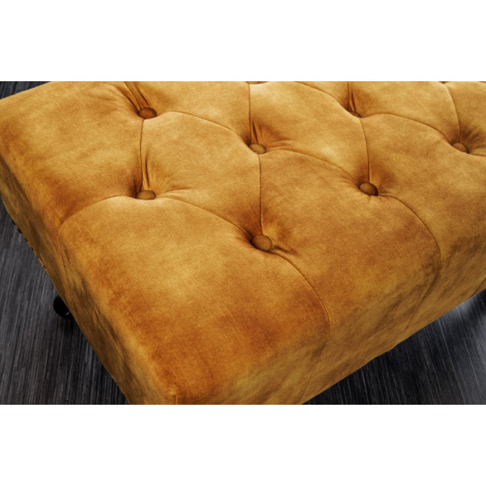 INGLESE Chesterfield-Hocker senfgelb antik