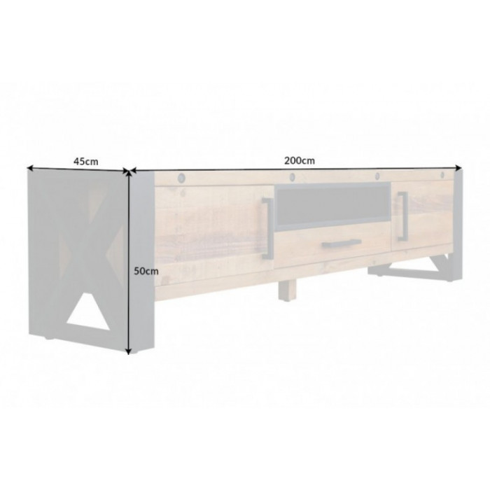 THOR TV-Tisch Kiefer massiv natur 200cm