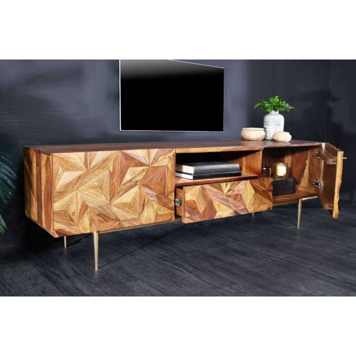 STONE FINISH TV-Tisch 160cm Sheesham