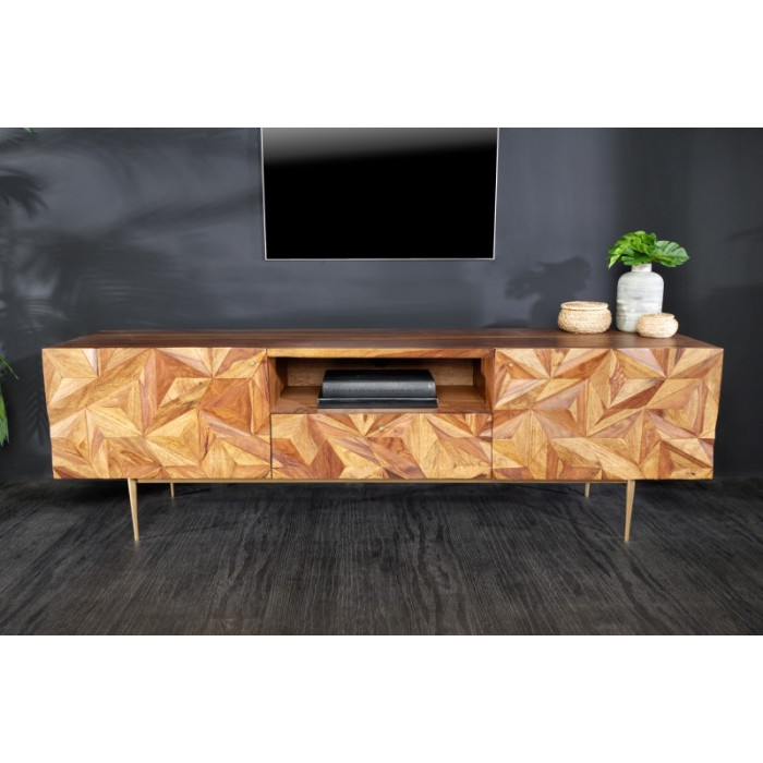 STONE FINISH TV-Tisch 160cm Sheesham